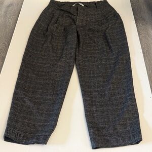 Zara Checked Relaxed-Fit Trousers - Black & Gray
